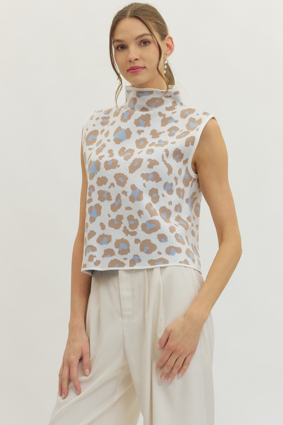 Lucinda Mock Neck Leopard Top - Delta Swanky Girl