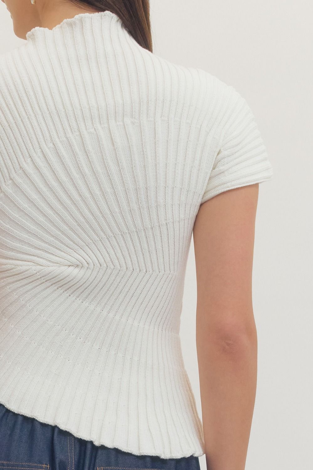 Gaia Asymmetrical Mock Neck Top - White - Delta Swanky Girl