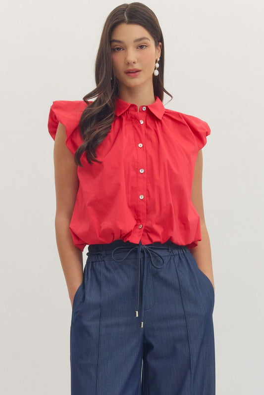 Next Level Bubble Hem Top - Red