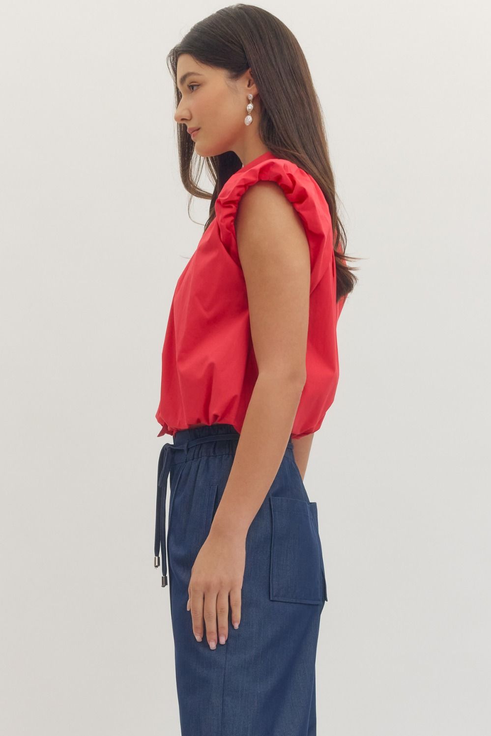 Next Level Bubble Hem Top - Red - Delta Swanky Girl