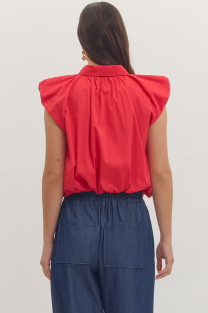 Next Level Bubble Hem Top - Red - Delta Swanky Girl