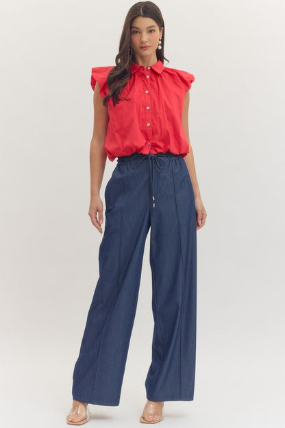 Next Level Bubble Hem Top - Red - Delta Swanky Girl