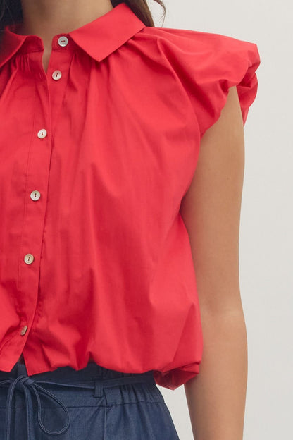 Next Level Bubble Hem Top - Red - Delta Swanky Girl