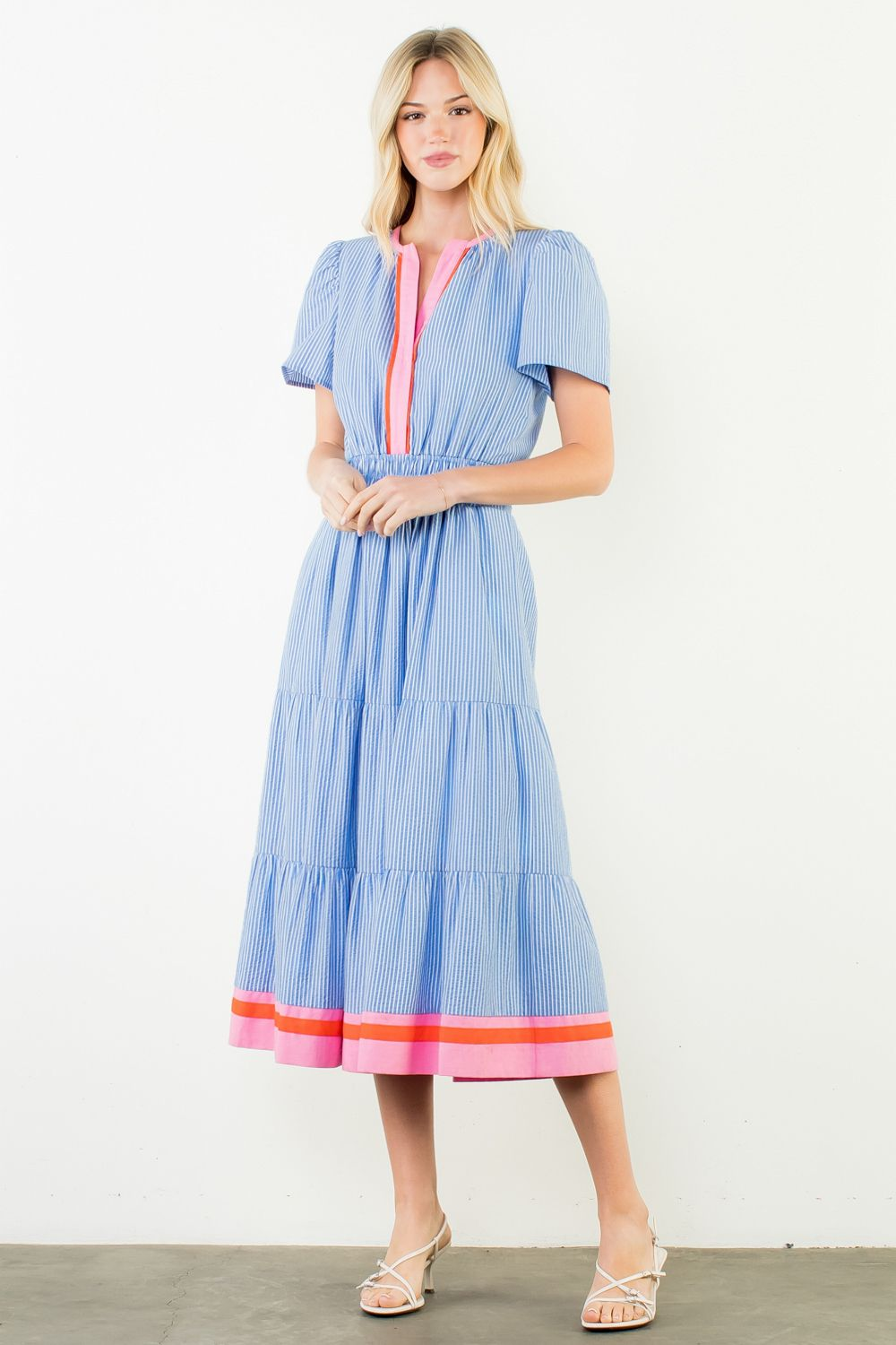Cabana Striped Textured Maxi Dress - Delta Swanky Girl