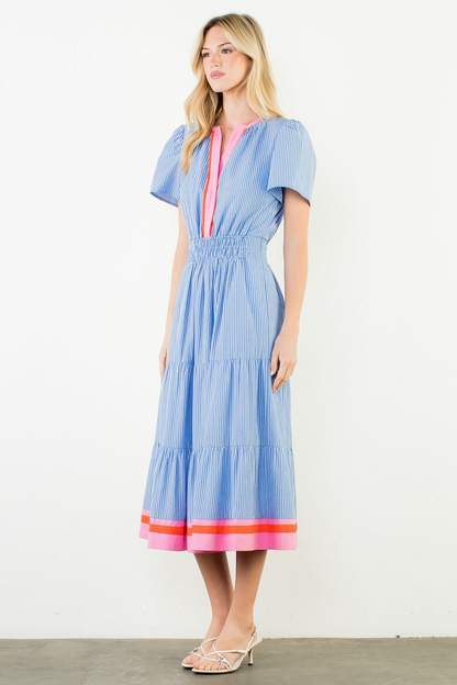 Cabana Striped Textured Maxi Dress - Delta Swanky Girl