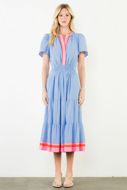 Cabana Striped Textured Maxi Dress - Delta Swanky Girl