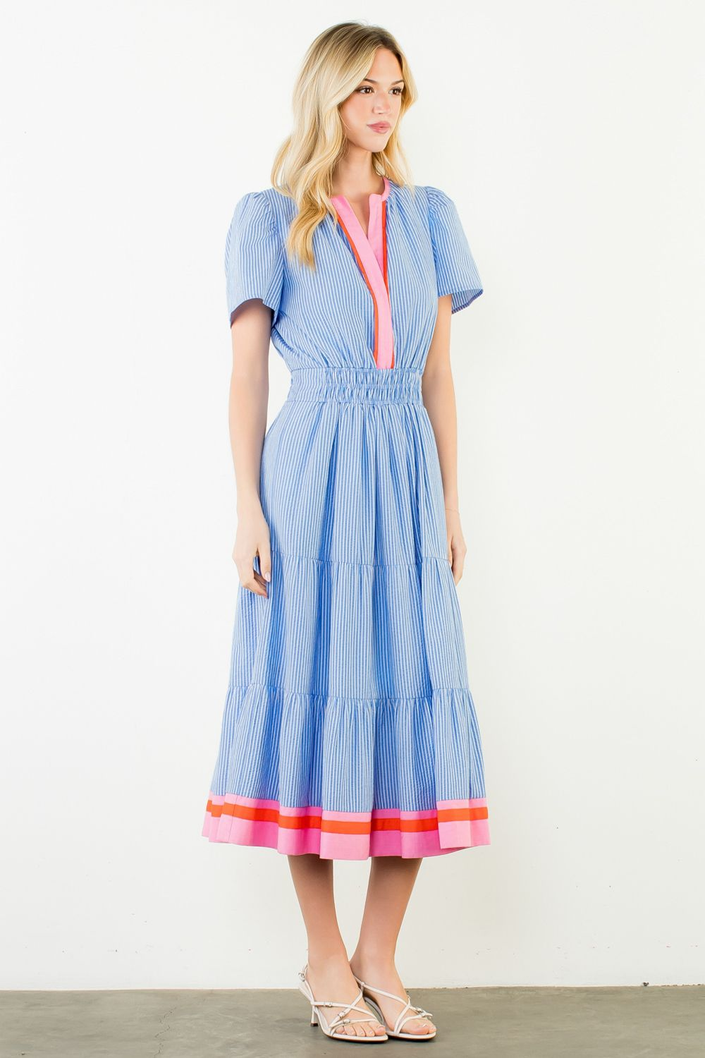 Cabana Striped Textured Maxi Dress - Delta Swanky Girl