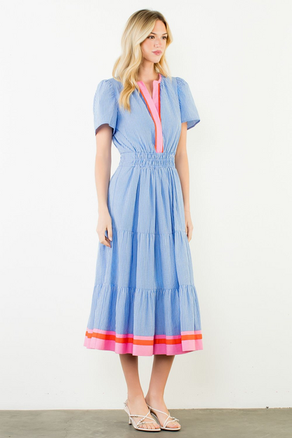 Cabana Striped Textured Maxi Dress - Delta Swanky Girl