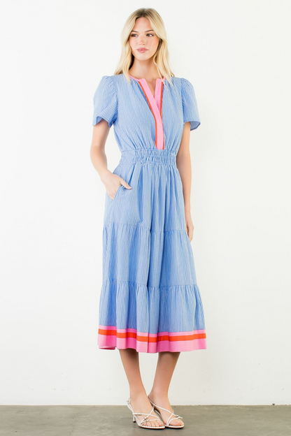 Cabana Striped Textured Maxi Dress - Delta Swanky Girl