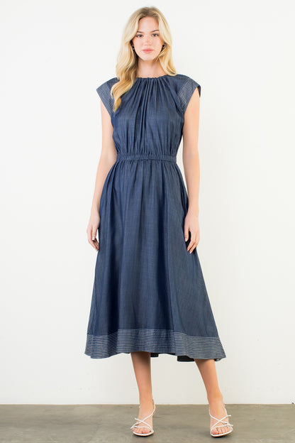 Knox Denim Midi Dress - Delta Swanky Girl