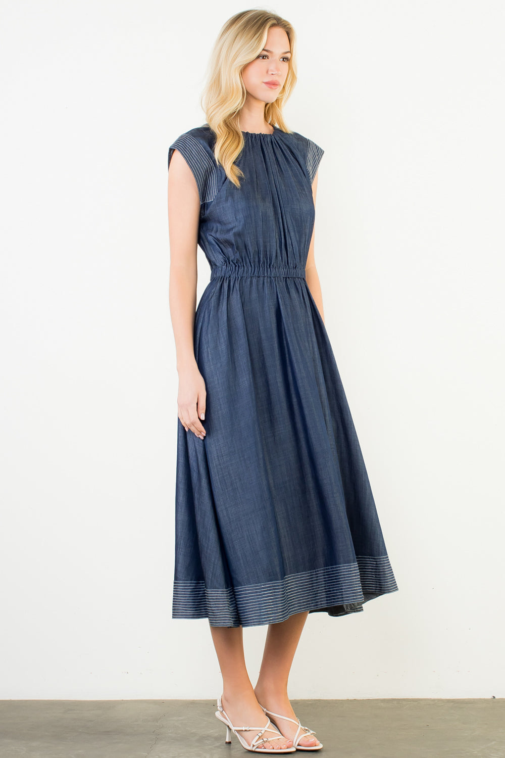 Knox Denim Midi Dress - Delta Swanky Girl