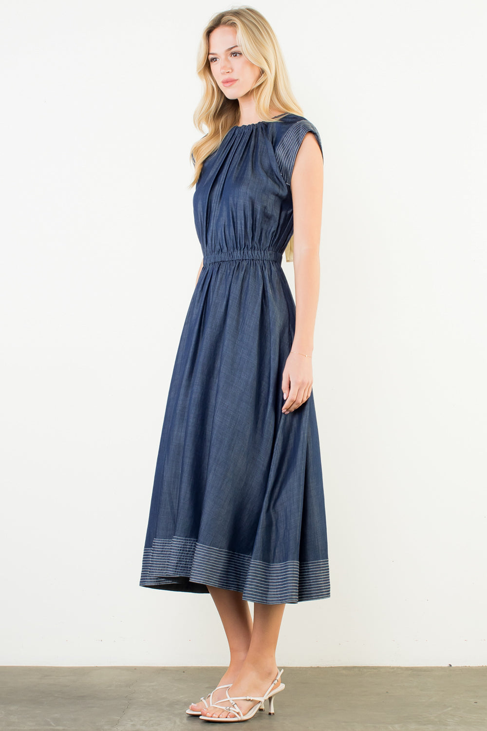 Knox Denim Midi Dress - Delta Swanky Girl