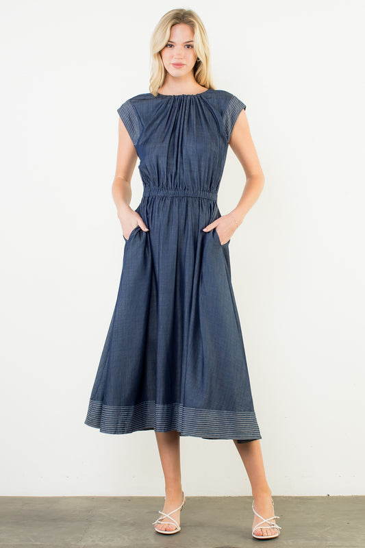 Knox Denim Midi Dress - Delta Swanky Girl