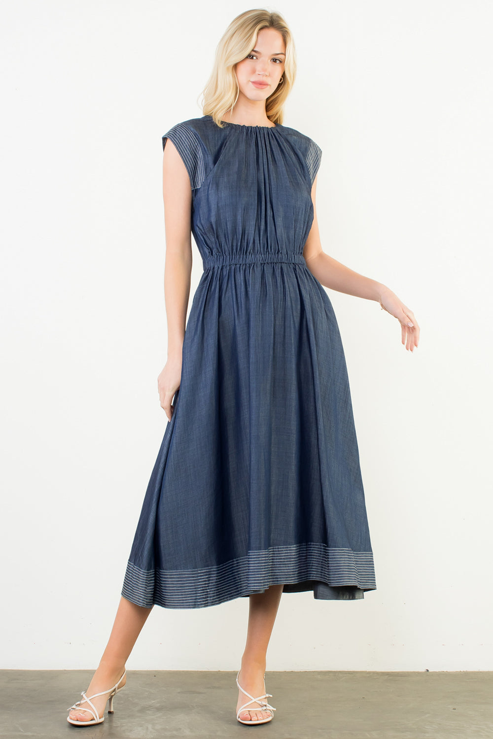 Knox Denim Midi Dress - Delta Swanky Girl