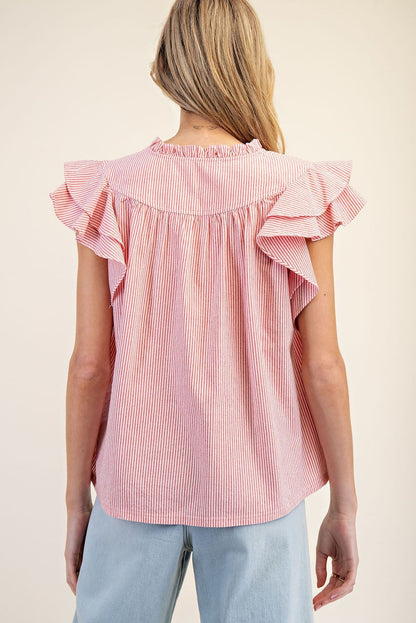 Effortless Chic Striped Top - Red