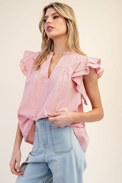 Effortless Chic Striped Top - Red