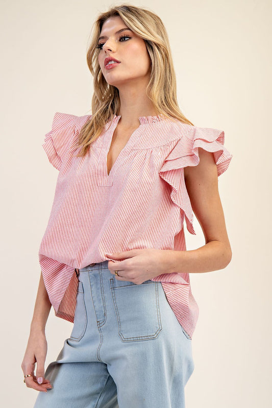 Effortless Chic Striped Top - Red