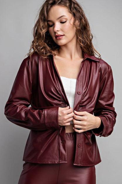 On Your Radar Leather Top (Burgundy)