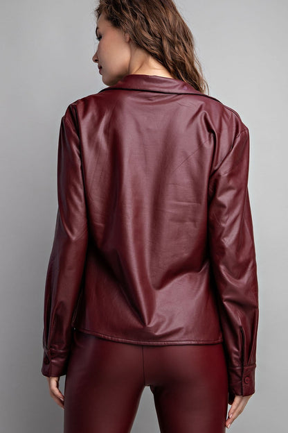 On Your Radar Leather Top (Burgundy)