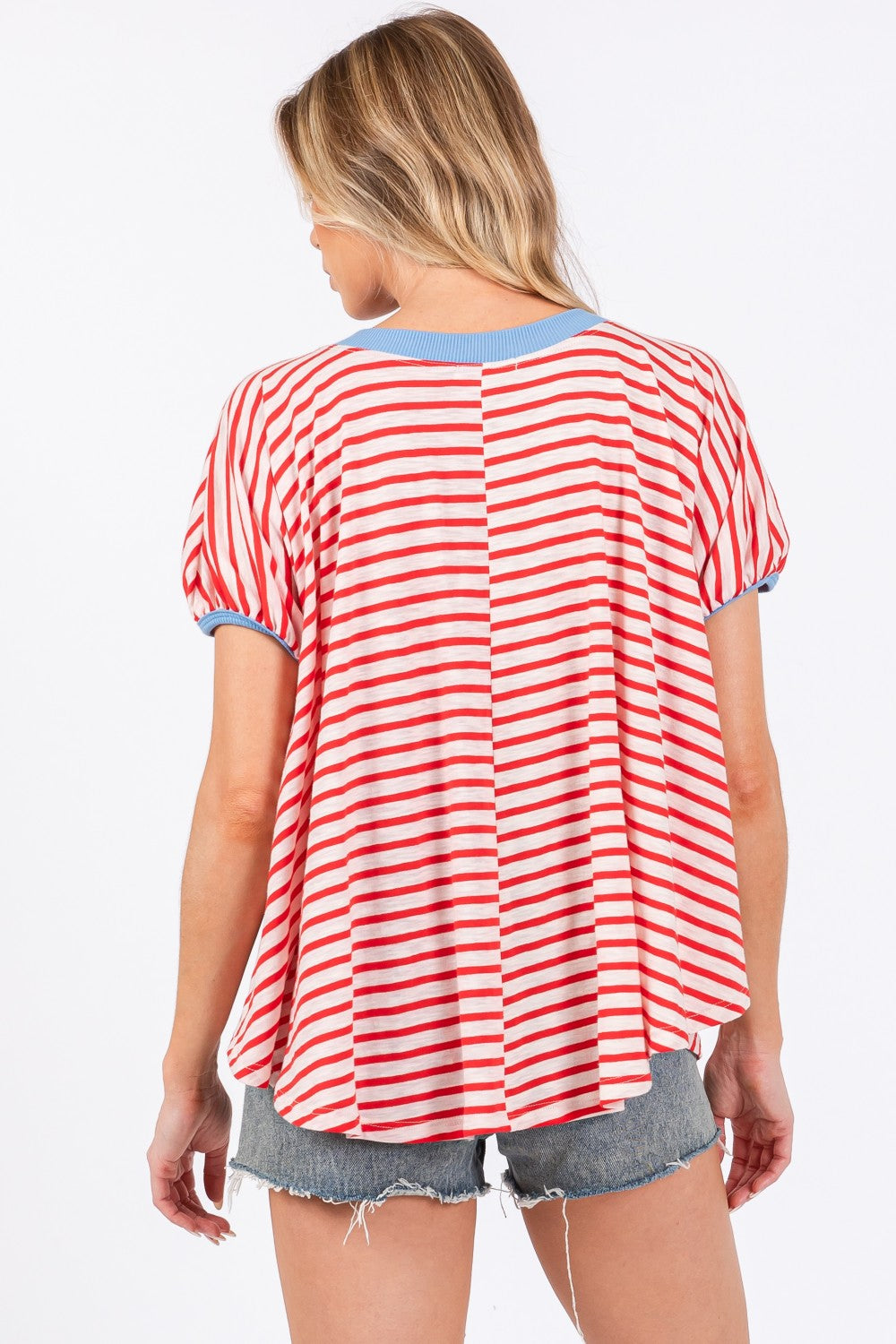 Weekend Wind Down Stripe Shift Top (Red/White)
