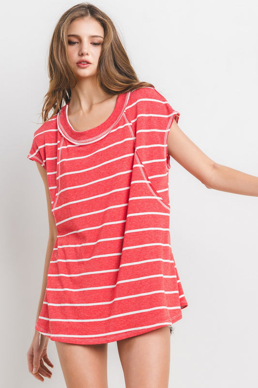 Red Zone Striped Top (Red/White)