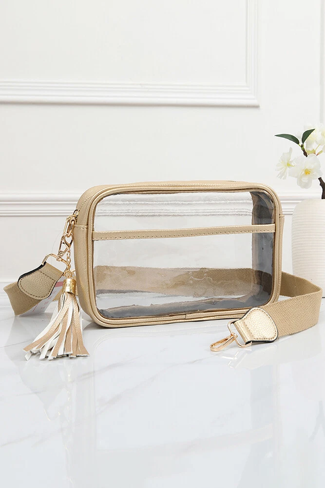 Splendor Clear Square Crossbody Bag - Gold - Delta Swanky Girl