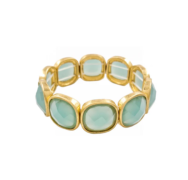 Swara Faceted Gemstone Frame Bracelet - Jade