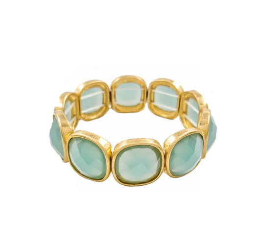 Swara Faceted Gemstone Frame Bracelet - Jade