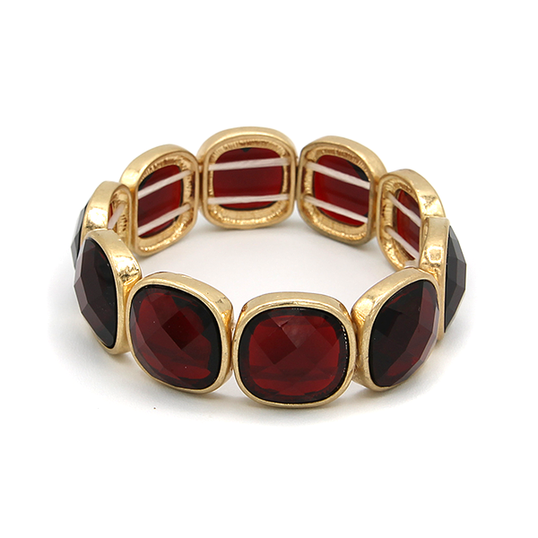 Swara Faceted Gemstone Frame Bracelet - Ruby