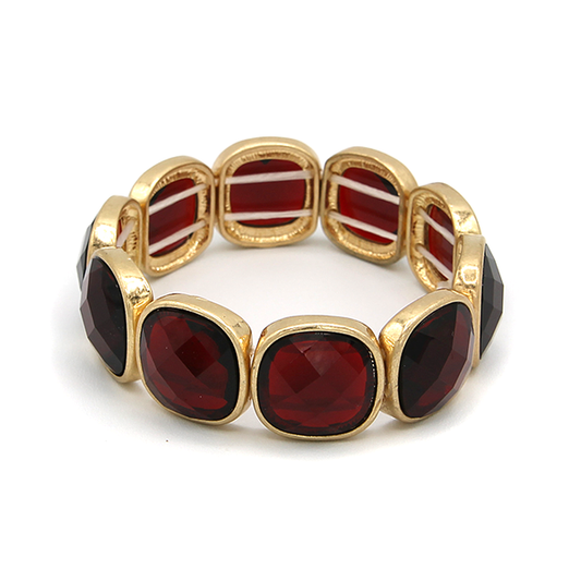 Swara Faceted Gemstone Frame Bracelet - Ruby