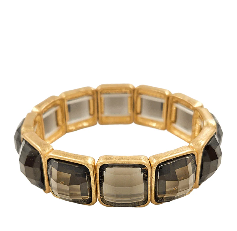 Swara Faceted Gemstone Frame Bracelet - Smoky Quartz - Delta Swanky Girl
