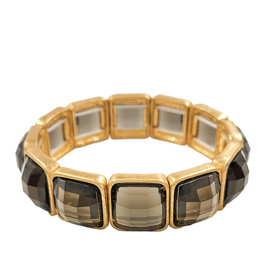 Swara Faceted Gemstone Frame Bracelet - Smoky Quartz