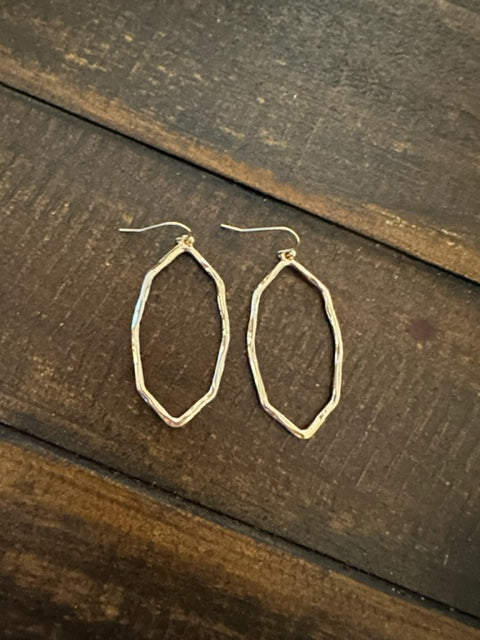 Distressed Hex Earring (Gold)