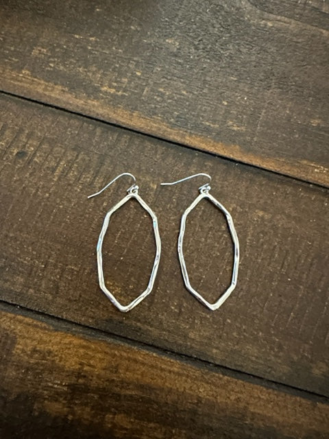 Distressed Hex Earring (Silver)