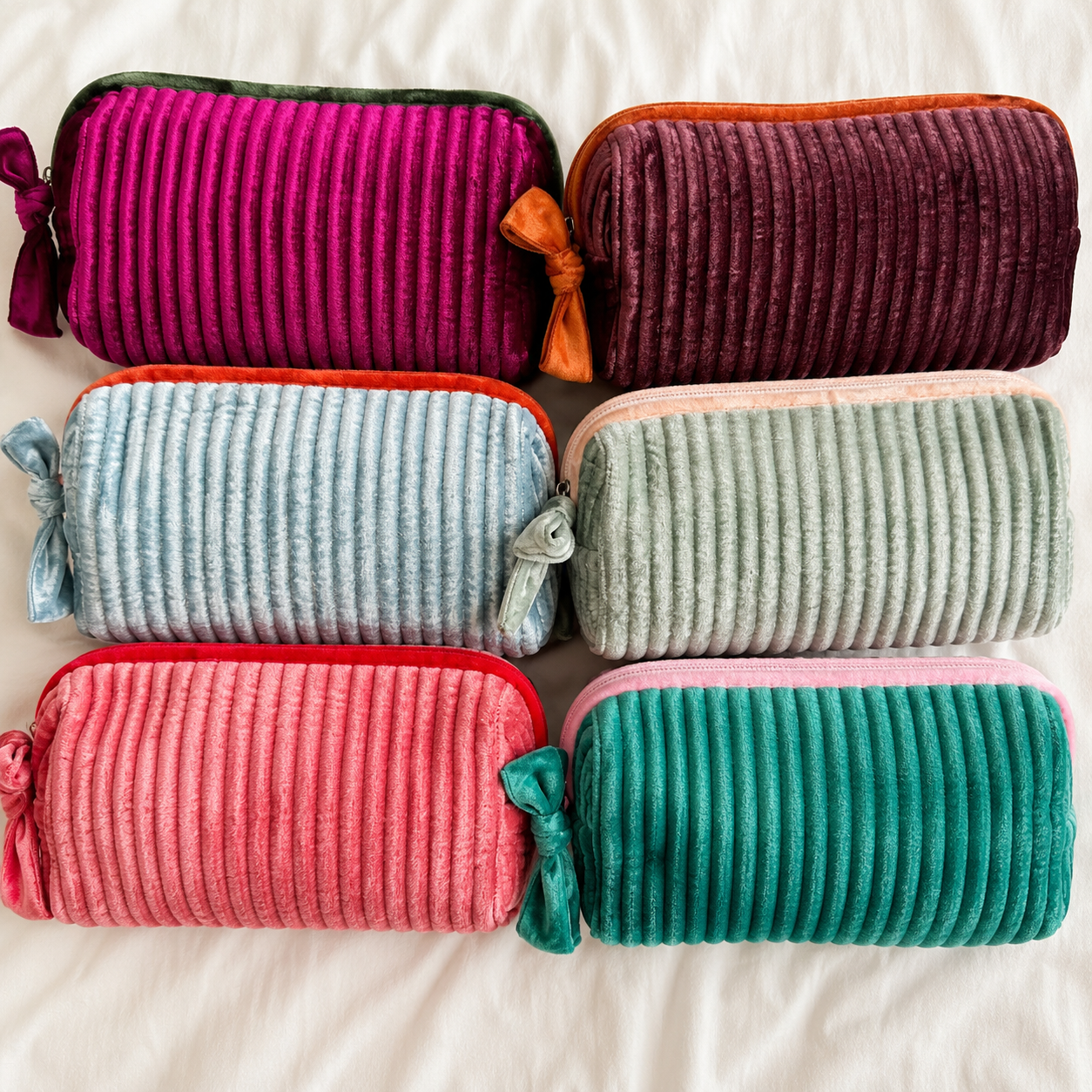 Voyage Velvet Ribbed Essentials Clutch