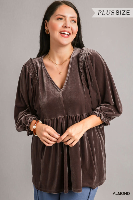 Curvy Velvet Dreams Tunic Top (Almond)