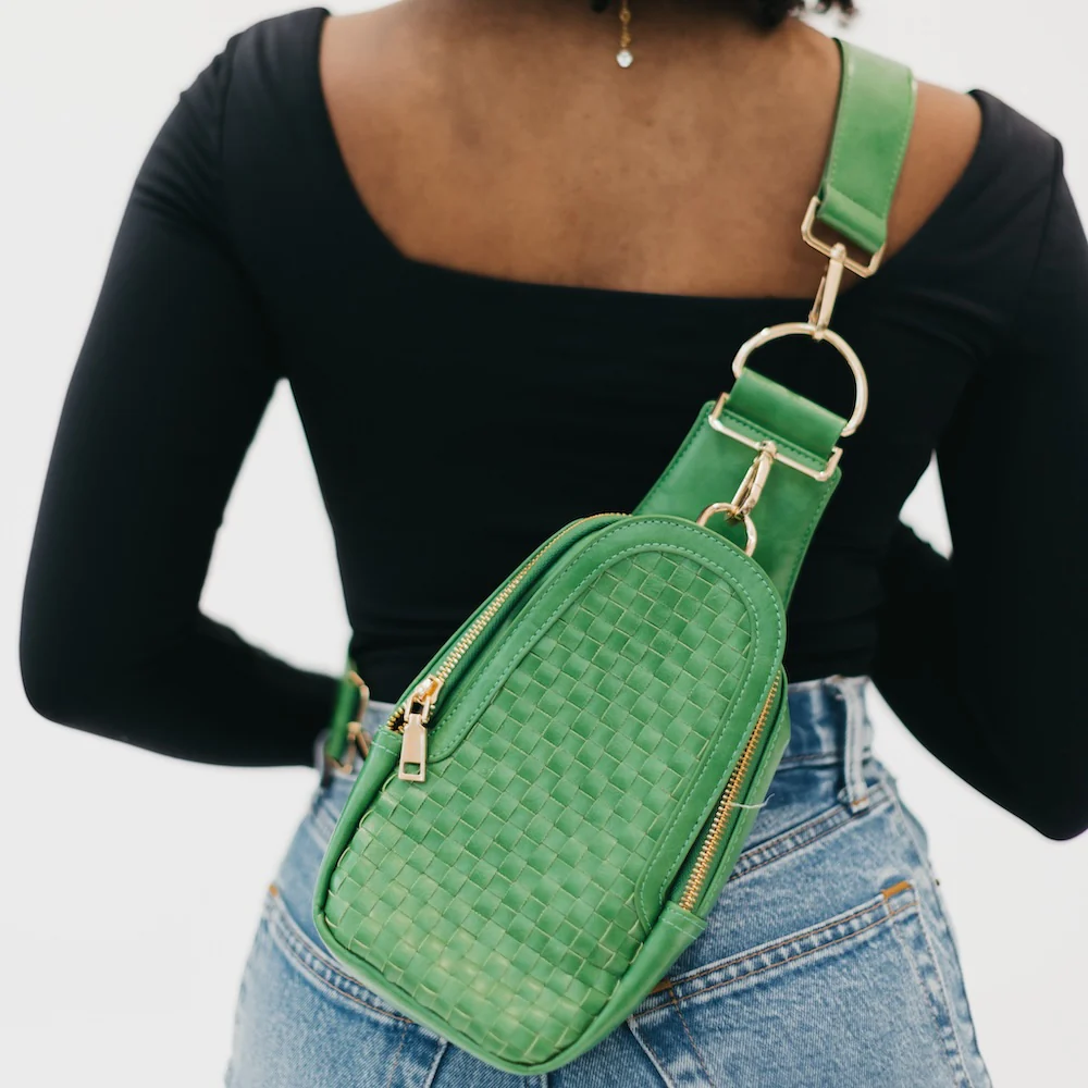 Mattie Woven Sling Bag - Emerald - Delta Swanky Girl