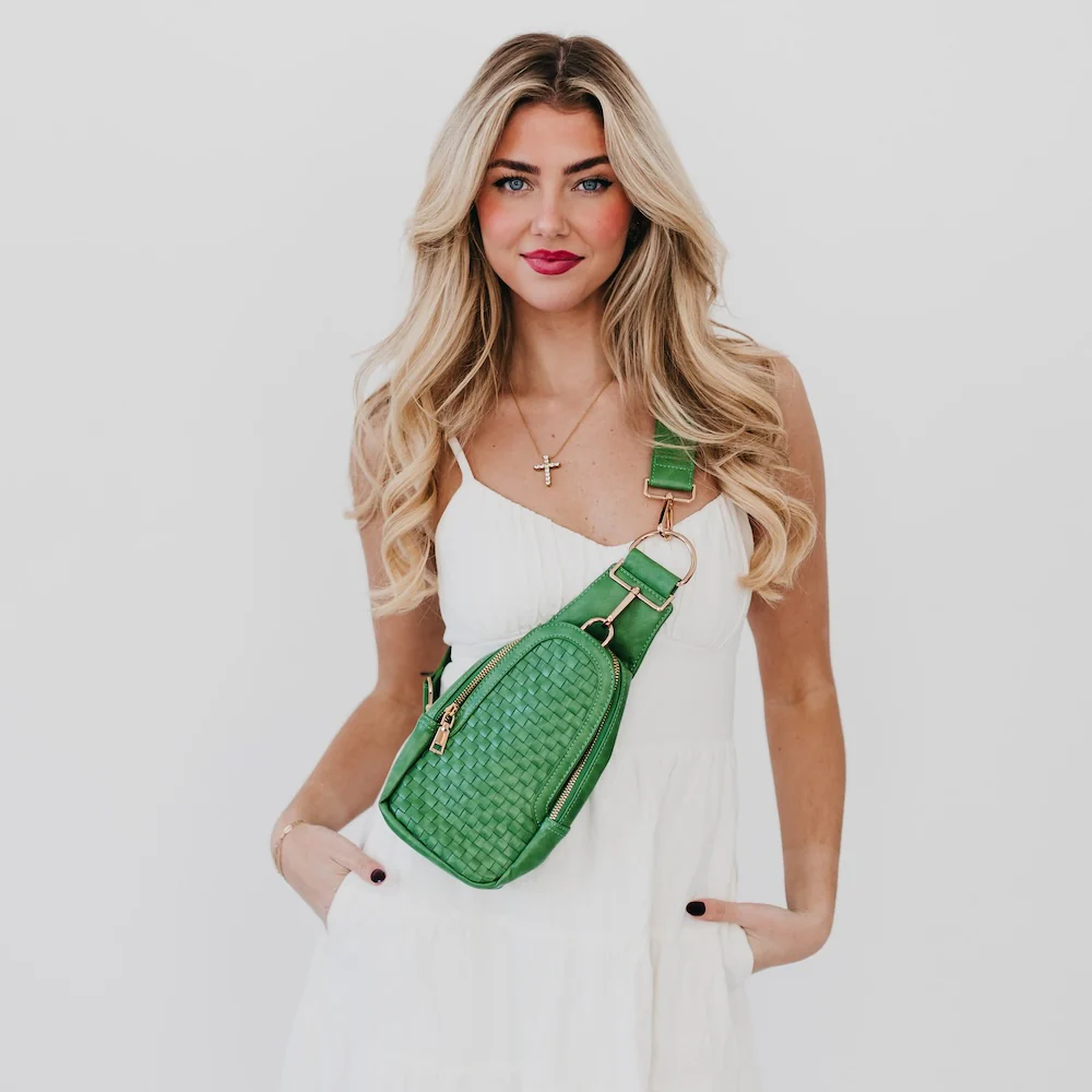Mattie Woven Sling Bag - Emerald - Delta Swanky Girl