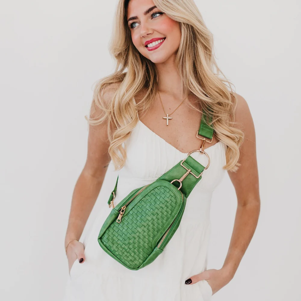 Mattie Woven Sling Bag - Emerald - Delta Swanky Girl