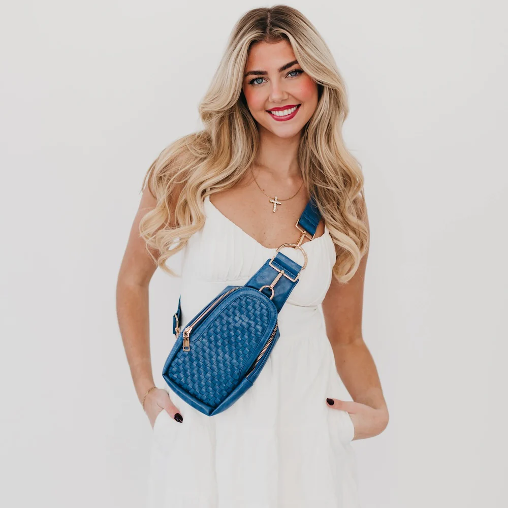 Mattie Woven Sling Bag - Blueberry - Delta Swanky Girl
