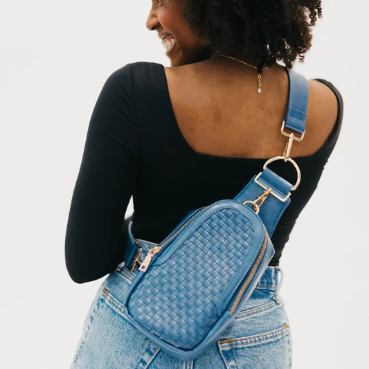 Mattie Woven Sling Bag - Blueberry - Delta Swanky Girl