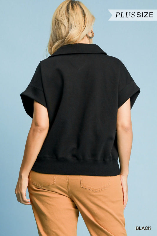 Curvy Preppy Luxeknit Pullover - Black