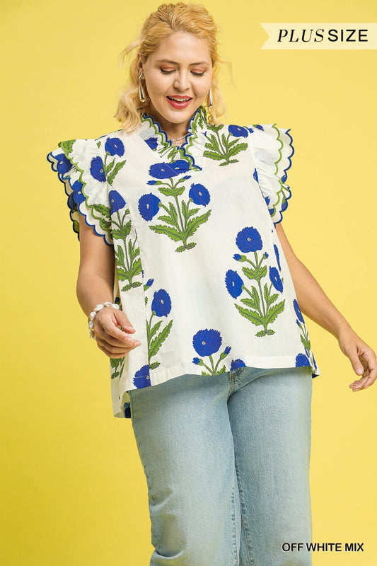 Curvy Beautiful Life Floral Top - White