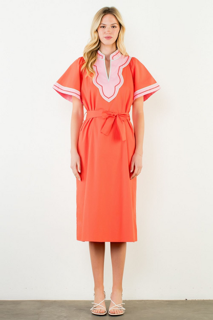 Color Crush Belted Midi Dress - Delta Swanky Girl