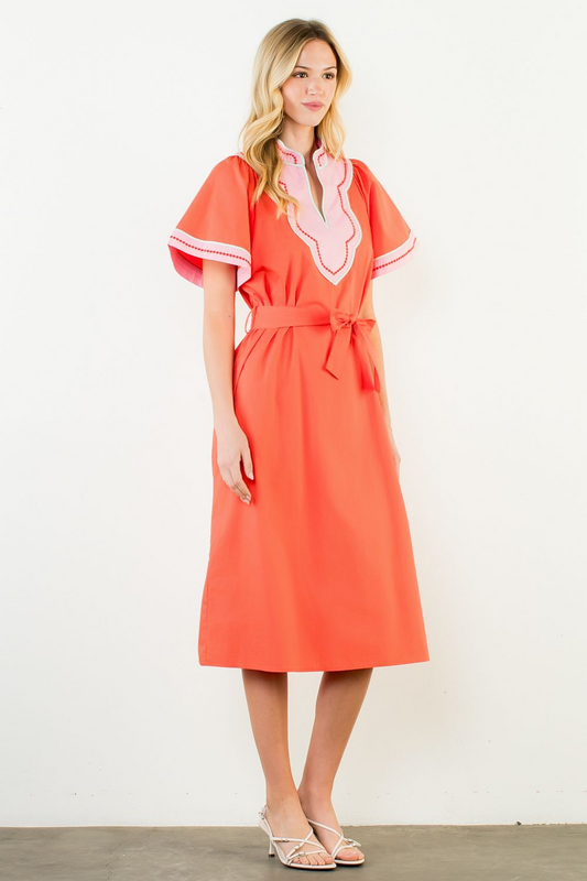 Color Crush Belted Midi Dress - Delta Swanky Girl