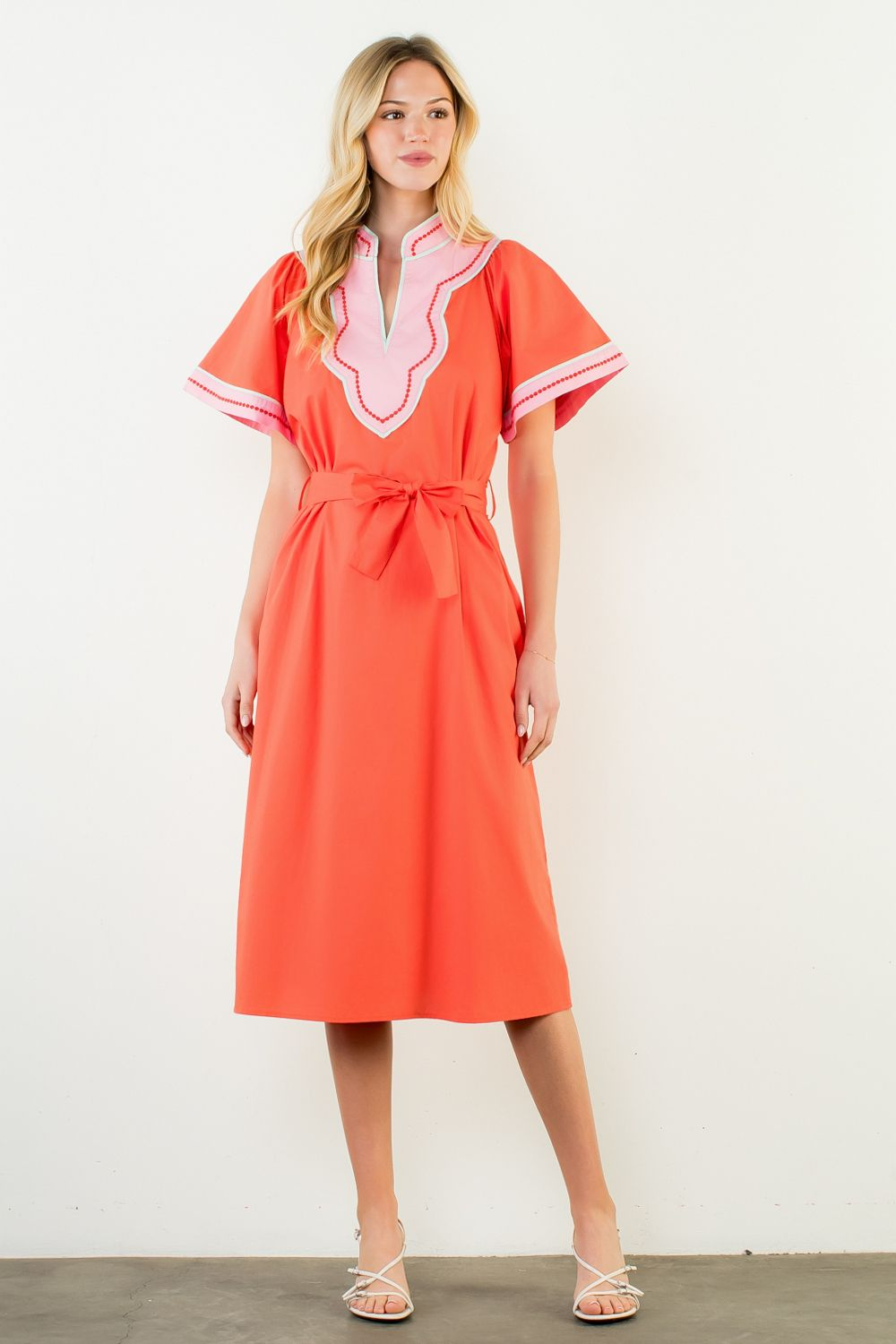 Color Crush Belted Midi Dress - Delta Swanky Girl