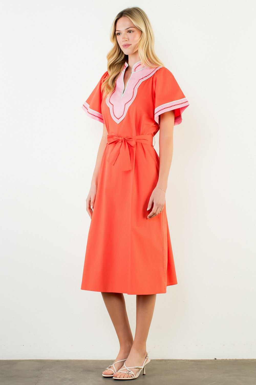Color Crush Belted Midi Dress - Delta Swanky Girl