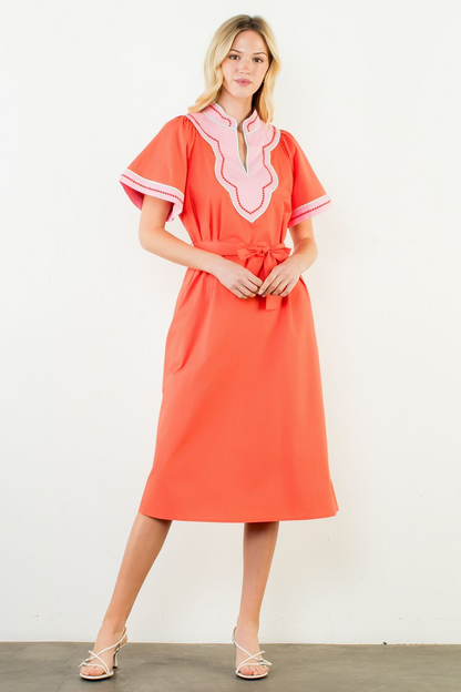 Color Crush Belted Midi Dress - Delta Swanky Girl