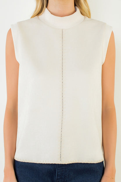 The Cream & Chic Top | Faux Suede Sleeveless Mock Neck Top