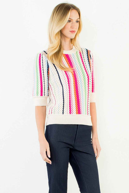 Bellamy Multi Stripe Knit Crochet Top